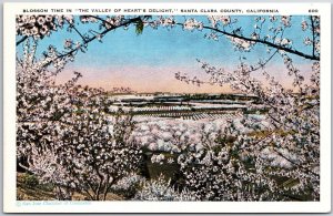 Santa Clara CA-California, Bloom Time In The Valley of Heart's Delight, Postcard