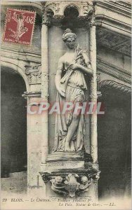 Old Postcard Blois Chateau Francois I Staircase Peace Statue Gory