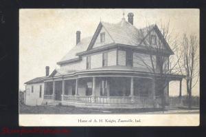 ZANESVILLE INDIANA HOME OF A.H. KNIGHT RESIDENCE ANTIQUE VINTAGE POSTCARD