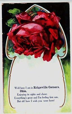 1909 RIDGEVILLE CORNERS Ohio Greeting Postcard Napoleon