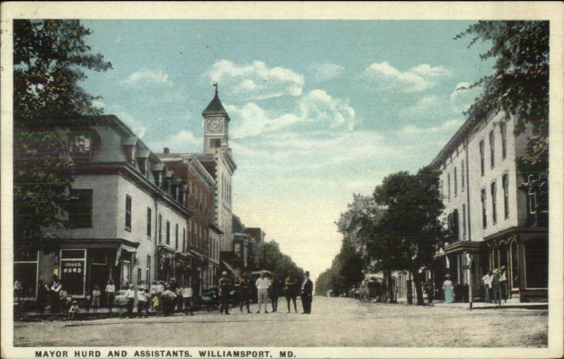 Williamsport MD Mayor Hurd & Assistants c1920 Postcard