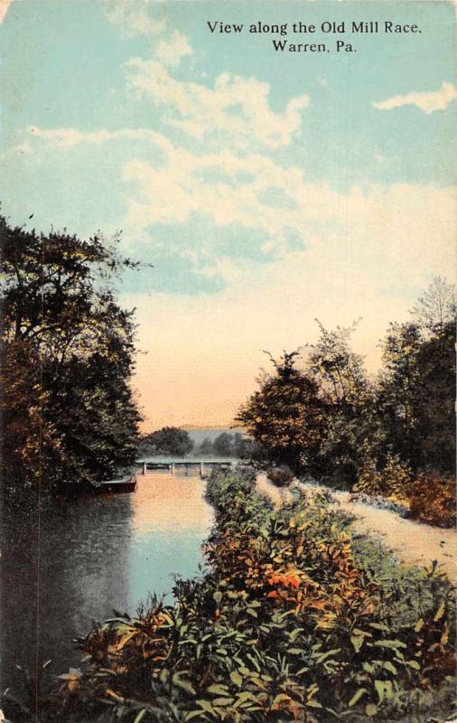 Warren Pennsylvania Old Mill Race Scenic View Antique Postcard J75254