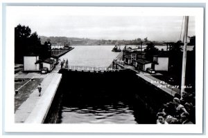 c1940's Locks Sault Ste Marie Ontario Canada RPPC Photo Vintage Postcard