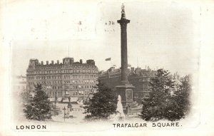 Vintage Postcard 1910's Trafalgar Public Square Plaza London England