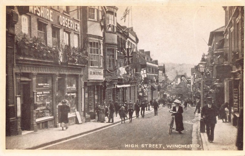 High Street, Winchester, England, Great Britain, Early Postcard, Unused