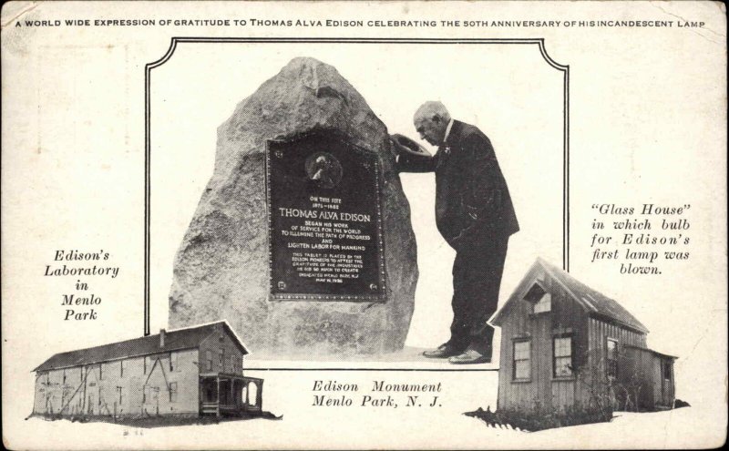 Menlo Park NJ Thomas Edison Memorial Multi View 1920s Postcard