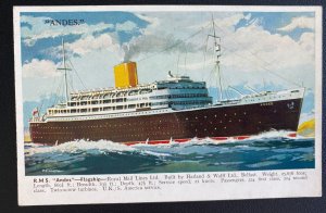 Mint England Color Picture Postcard RMS Andes Flagship Royal Mail Lines