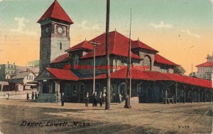 MA, Lowell, Massachusetts, Railroad Station, Exterior View, 1910 PM, Mason Pub