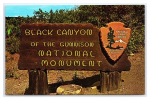 Black Canyon Of The Gunnison National Monument Marker Sign Colorado Postcard