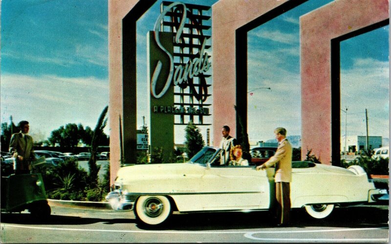 The Sands Hotel Classic Car, Sign Las Vegas Nevada NV Postcard UNP chrome 