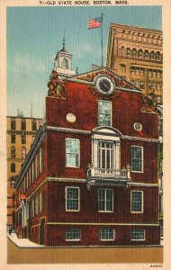Vintage Postcard 1930s Old State House Boston MA Massachusetts
