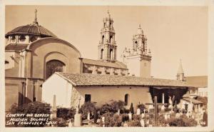 SAN FRANCISCO CA~MISSION DELORES CEMETERY & GARDEN-REAL PHOTO POSTCARD 1948 PMK