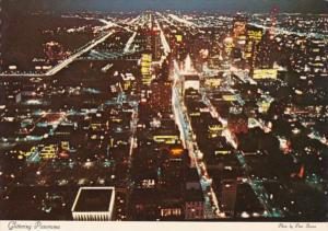 Illinois Chicago Aerial View Of Skyline At Night