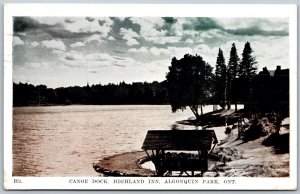 Postcard Algonquin Park Ontario c1948 Canoe Dock at Highland Inn *as is*