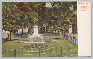 State View~CH Perrys Monument @ Washington Square Newport RI~Vintage Postcard