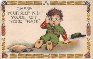  GD & D Series 5017, Baseball, Base Ball Comic Old Vintage Antique Postcard P...