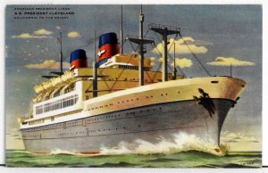 American President Lines - S. S. President Cleveland - Postcard