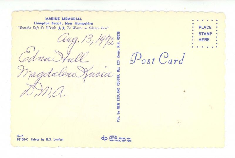 NH - Hampton Beach. Marine Memorial