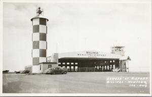 Airport Hanger Billings Montana MT UNUSED Real Photo Postcard E53