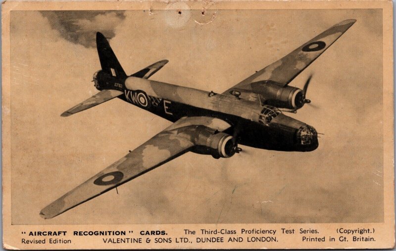 The Vickers Armstrongs Wellington III British Bomber Aircraft Postcard 05.31 