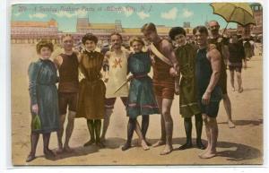Sunday Bathing Beauties Beach Party Atlantic City New Jersey 1910c postcard