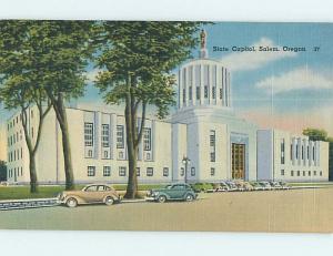 Linen OLD CARS & CAPITOL BUILDING Salem Oregon OR Q9650