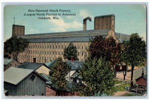 Oshkosh Fremont Wisconsin WI Postcard New Diamond Match Factory Building 1914