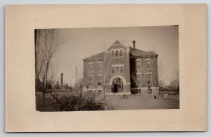 RPPC Oberlin KS Kansas Decatur County High School Real Photo Postcard I26