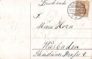 B191 New Year Greetings 1908 Shamrock Thistle Horseshoe Letter embossed postcard