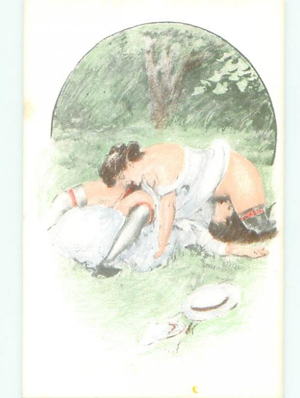 c1910 Risque gay interest FRENCH LESBIANS HAVING SEX IN PARK AB7236-22