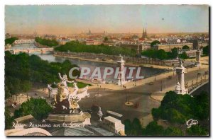 Old Postcard Panorama Paris on the Seine