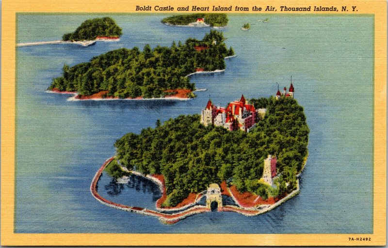 Vtg Aerial View Boldt Castle Heart Island Thousand Islands New York NY Postcard