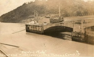 1922 Electric Locomotive Panama Canal Mule Train RPPC Photo Postcard 