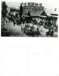 VIRGINIA CITY NV MILITARY PARADE VINTAGE REAL PHOTO POSTCARD RPPC