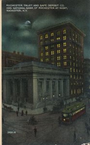 Rochester NY, New York - Trust and Safe Deposit Bank at Night - DB