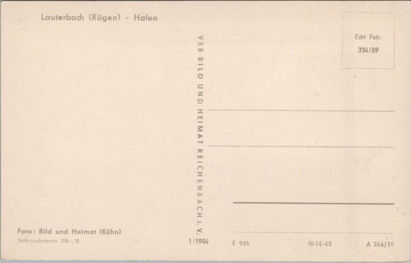 Germany Lauterbach (Rügen) Hafen Vintage RPPC C259