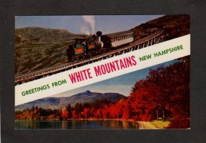 NH Greetings From the White Mountains New Hampshire Cog Railroad Train Postcard