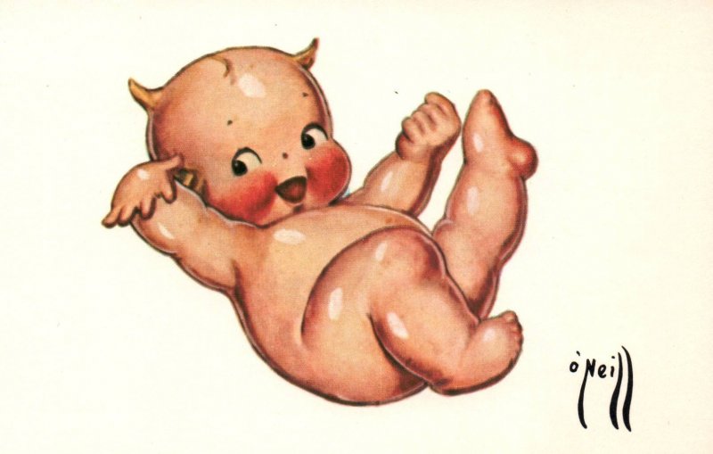 Happy Kewpie Baby - Artist Rose O'Neill - Vintage Postcard