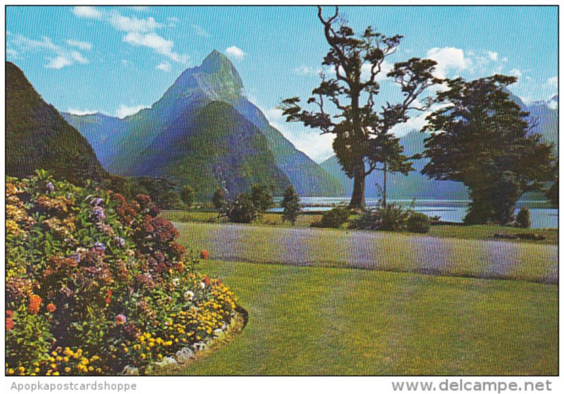 New Zealand View Of Mitre Peak From Milford Hotel