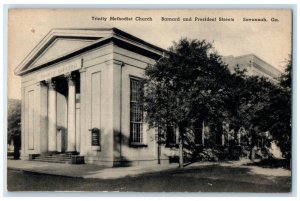 c1940 Trinity Methodist Church Barnard And President Savannah Georgia Postcard