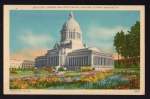 Washington OLYMPIA Floral Gardens and State Capitol Building Photo Laidlaw Linen
