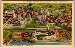 VINTAGE POSTCARD BIRD'S EYE VIEW OF THE MUNICIPAL STADIUM AT CLEVELAND OHIO