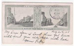 Street Scenes Berlin Wisconsin 1905 postcard