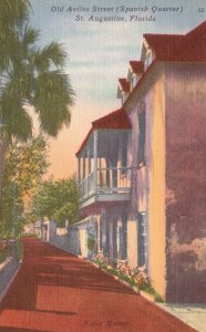 Vintage Postcard 1930's Fatio House Museum Old Aviles Street St. Augustine Fla.