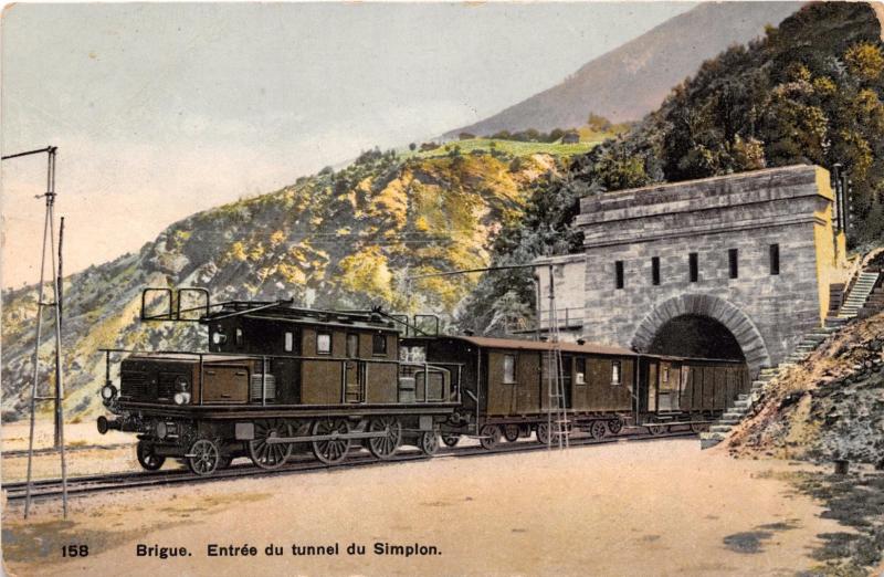 BRIGUE SWITZERLAND ENTREE DU RAILROAD TUNNEL DU SIMPLON POSTCARD c1910s 