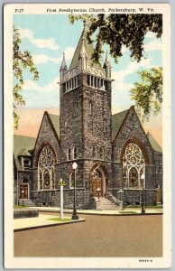 Parkersburg West Virginia 1940s Postcard First Presbyterian Church