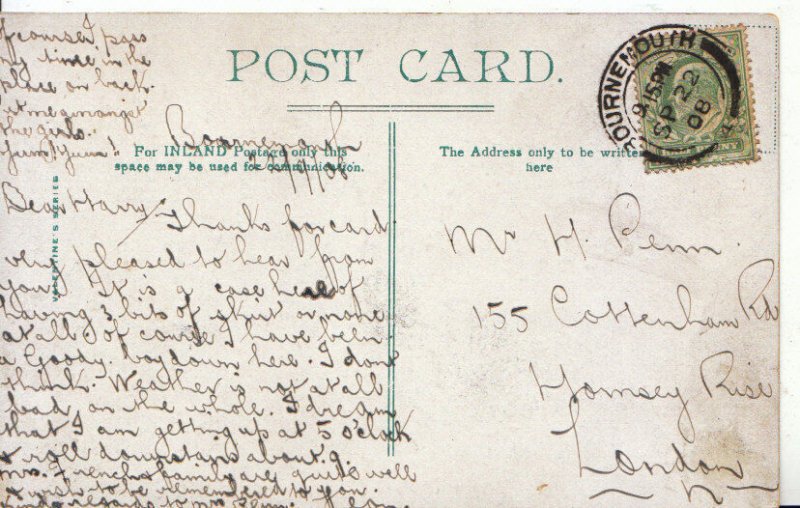 Genealogy Postcard - Penn - Cottenham Road - Hornsey Rise - London - Ref 4402A