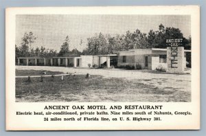 NAHUNTA GA ANCIENT OAK MOTEL & RESTAURANT VINTAGE POSTCARD