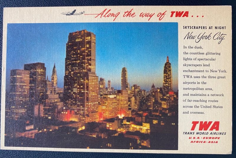 MinPicture Postcard Trans World Airlines TWA Skycrapers