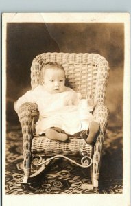 Vintage Photo RPPC Postcard Infant Portrait Name on Back Divided Back UNUSED